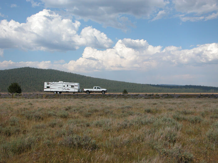 RV travelling through the mountains